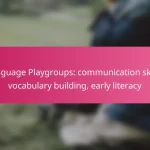 Language Playgroups: communication skills, vocabulary building, early literacy