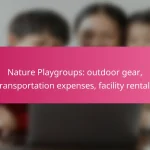 Nature Playgroups: outdoor gear, transportation expenses, facility rentals