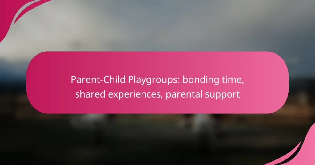 Parent-Child Playgroups: bonding time, shared experiences, parental support