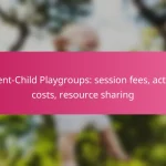Parent-Child Playgroups: session fees, activity costs, resource sharing