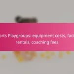 Sports Playgroups: equipment costs, facility rentals, coaching fees