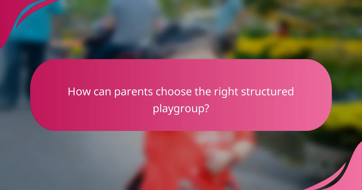 How can parents choose the right structured playgroup?