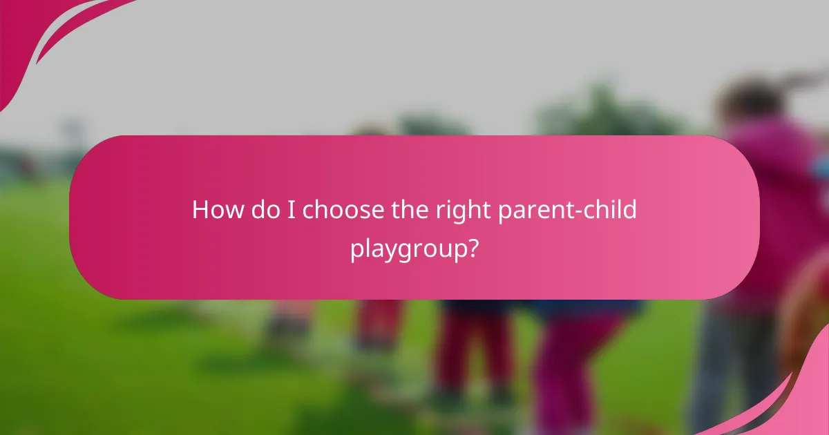 How do I choose the right parent-child playgroup?