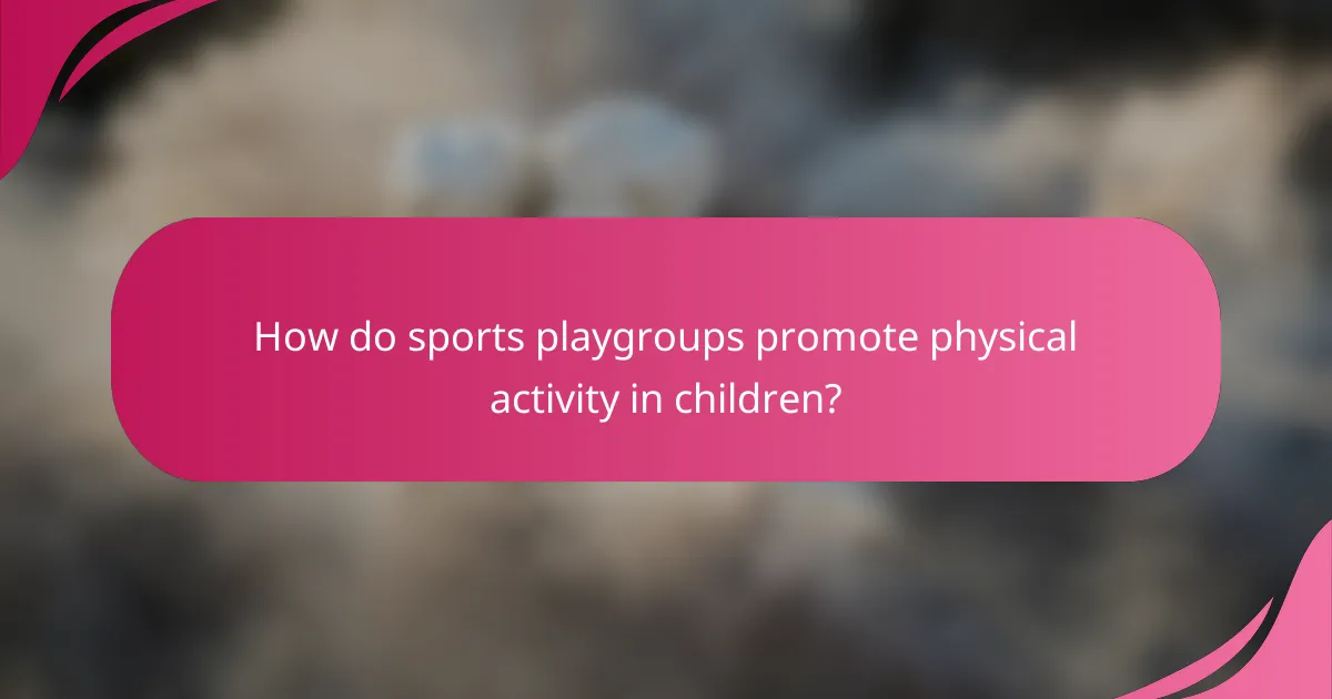 How do sports playgroups promote physical activity in children?