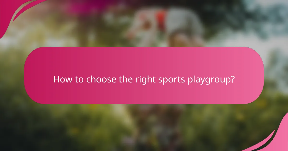 How to choose the right sports playgroup?