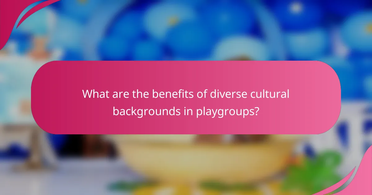 What are the benefits of diverse cultural backgrounds in playgroups?