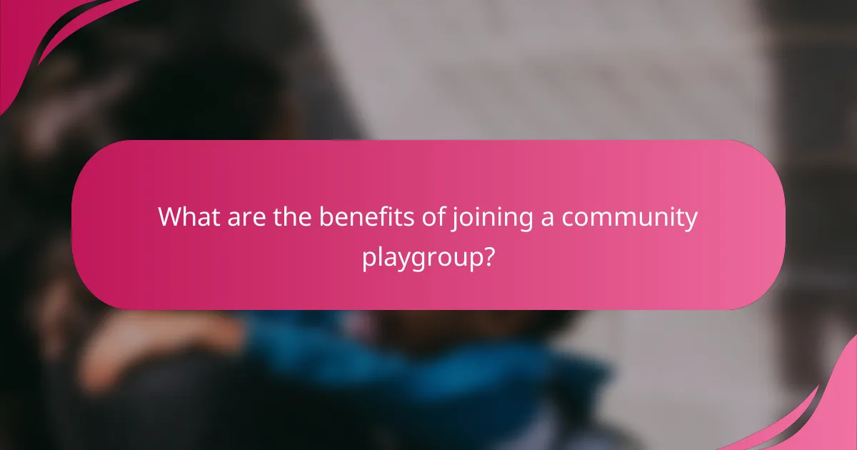 What are the benefits of joining a community playgroup?