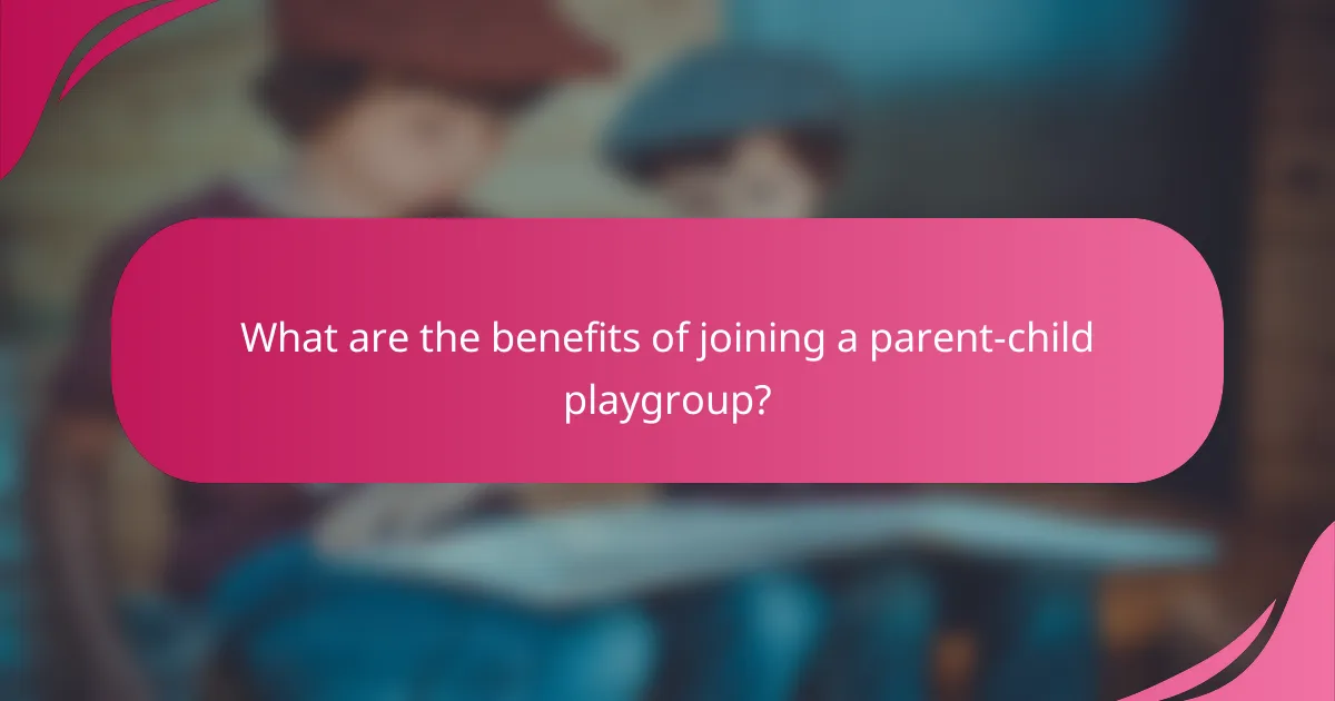 What are the benefits of joining a parent-child playgroup?