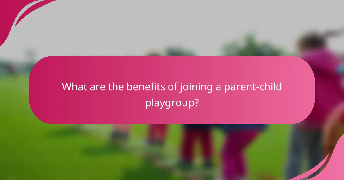 What are the benefits of joining a parent-child playgroup?
