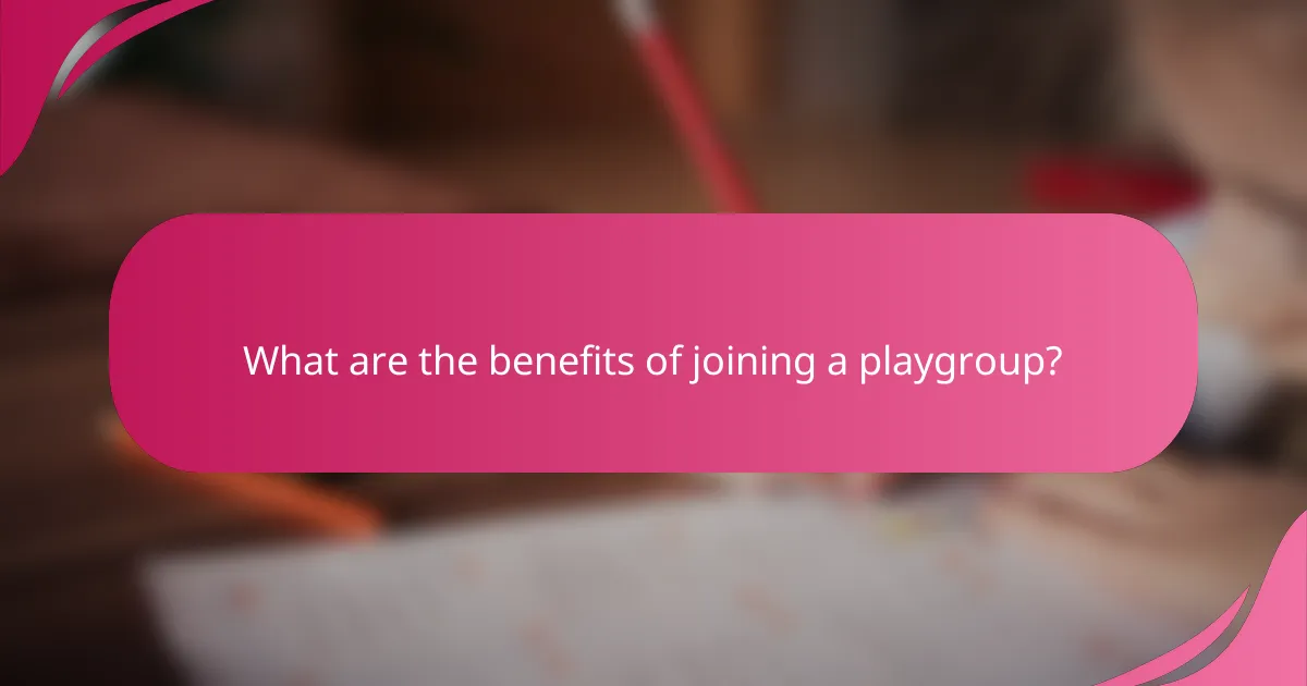 What are the benefits of joining a playgroup?