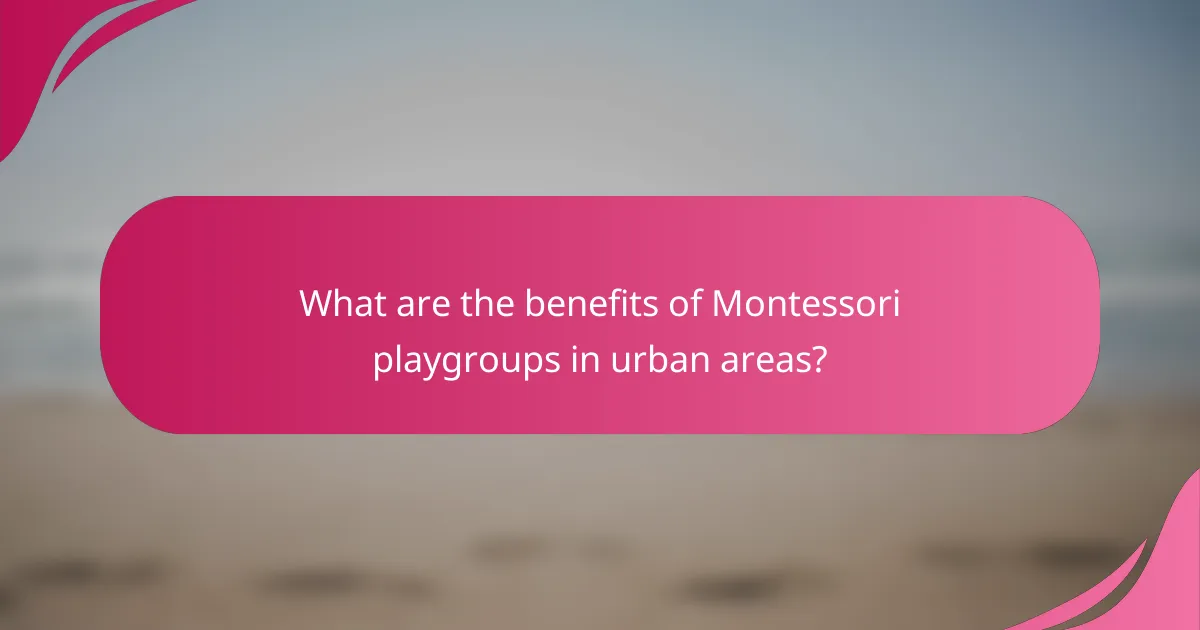 What are the benefits of Montessori playgroups in urban areas?