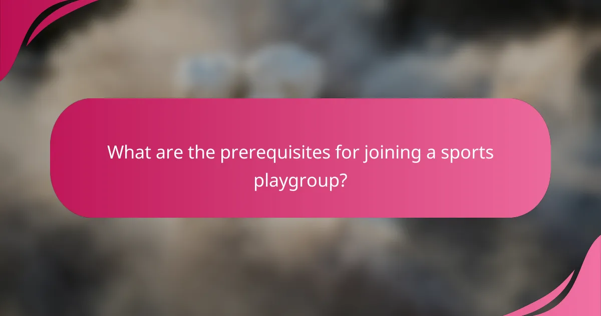 What are the prerequisites for joining a sports playgroup?