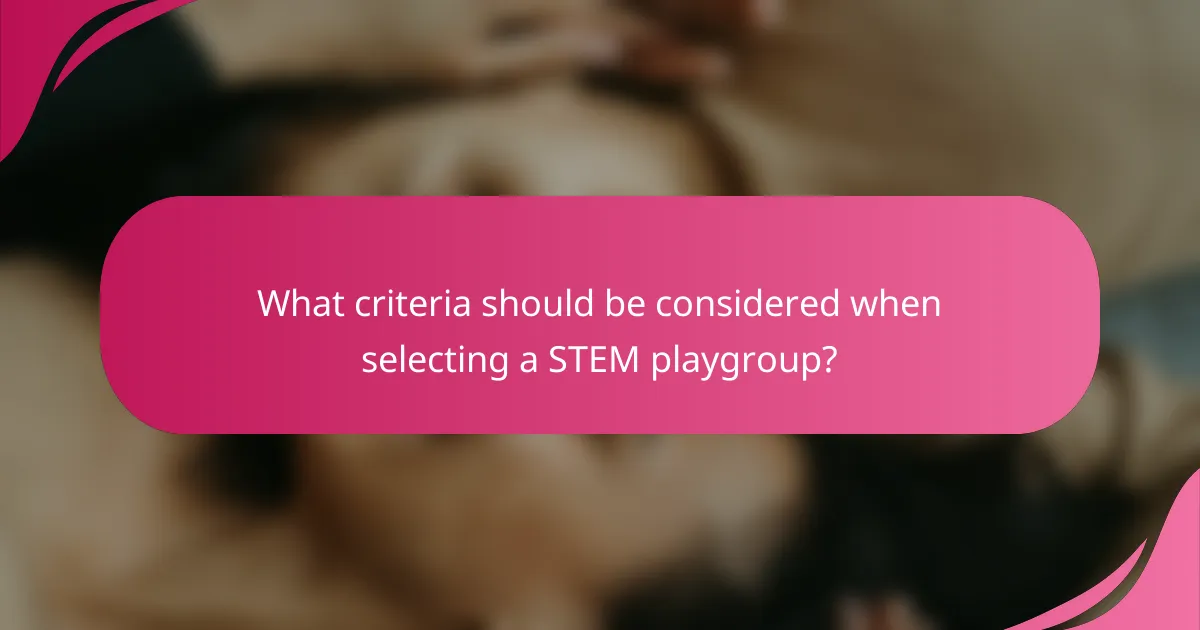 What criteria should be considered when selecting a STEM playgroup?