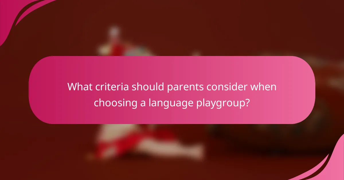 What criteria should parents consider when choosing a language playgroup?