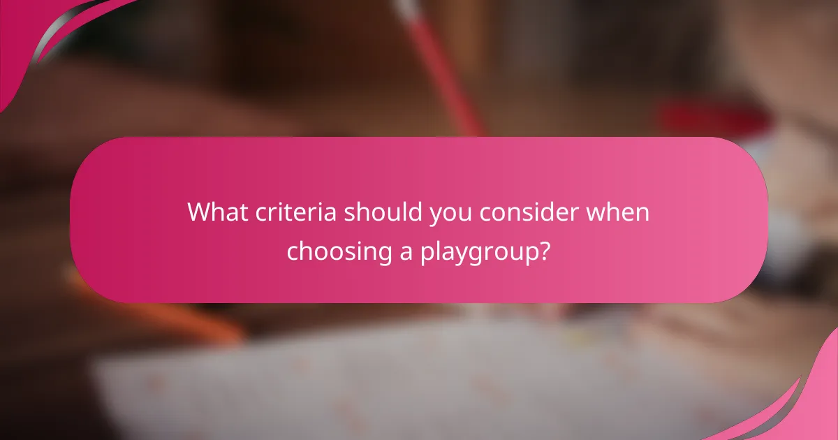 What criteria should you consider when choosing a playgroup?