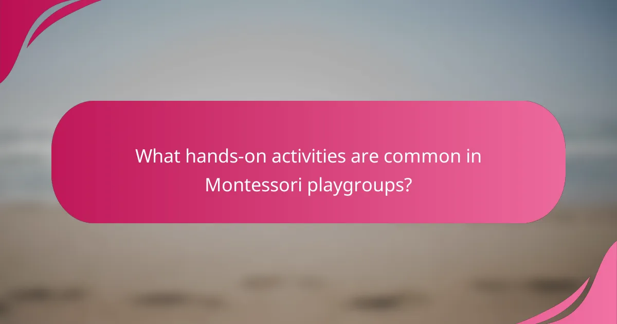 What hands-on activities are common in Montessori playgroups?