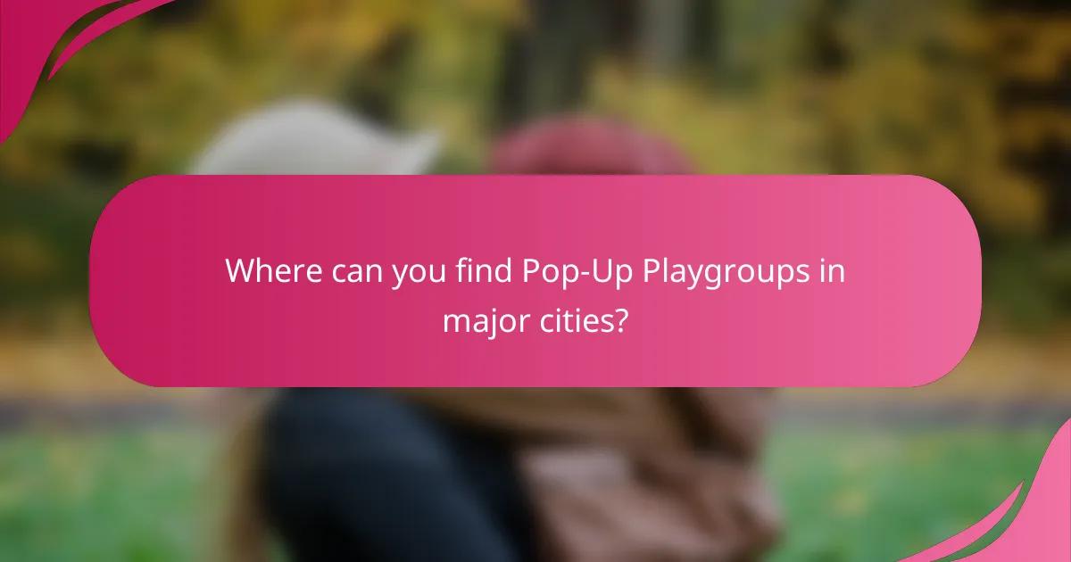 Where can you find Pop-Up Playgroups in major cities?